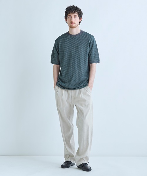 MEN'S BIGI(メンズビギ)の「クルーネックバイアスメッシュニット半袖Tシャツ(Tシャツ/カットソー・メンズ・ネイビー/グリーン/ライトグレー・03/02)」の17枚目の写真