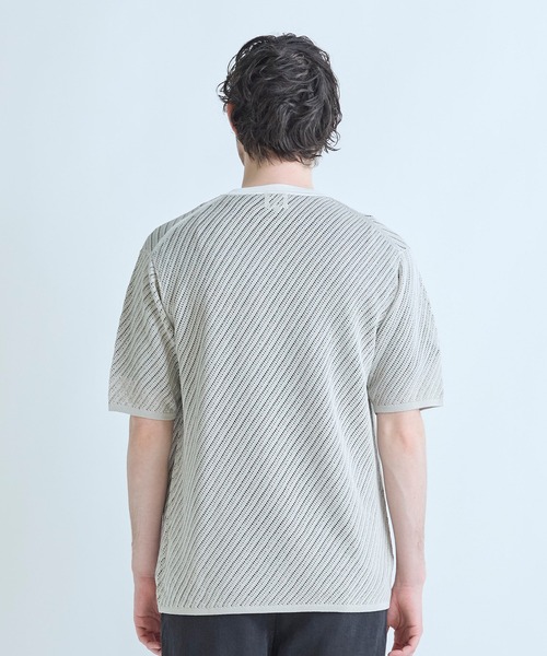 MEN'S BIGI(メンズビギ)の「クルーネックバイアスメッシュニット半袖Tシャツ(Tシャツ/カットソー・メンズ・ネイビー/グリーン/ライトグレー・03/02)」の9枚目の写真