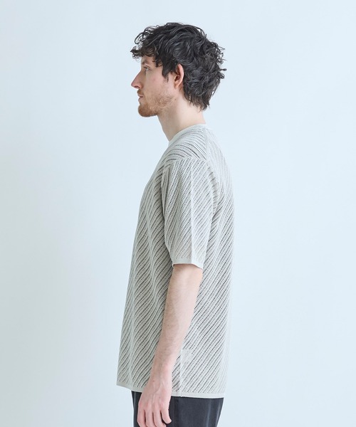 MEN'S BIGI(メンズビギ)の「クルーネックバイアスメッシュニット半袖Tシャツ(Tシャツ/カットソー・メンズ・ネイビー/グリーン/ライトグレー・03/02)」の8枚目の写真