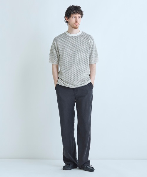 MEN'S BIGI(メンズビギ)の「クルーネックバイアスメッシュニット半袖Tシャツ(Tシャツ/カットソー・メンズ・ネイビー/グリーン/ライトグレー・03/02)」の14枚目の写真