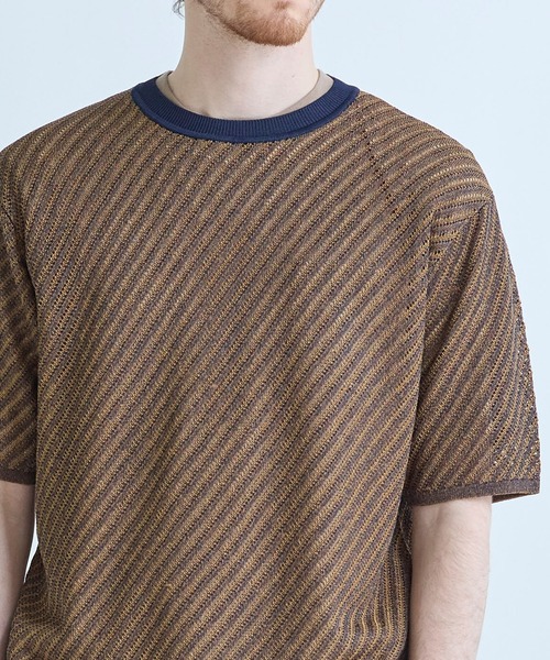 MEN'S BIGI(メンズビギ)の「クルーネックバイアスメッシュニット半袖Tシャツ(Tシャツ/カットソー・メンズ・ネイビー/グリーン/ライトグレー・03/02)」の10枚目の写真