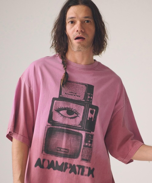 ADAM PATEK(アダムパテック)の「ADAMPATEK/noise aging T/プリントエイジング加工Tシャツ(Tシャツ/カットソー・メンズ・ピンク/グリーン/ブラック/ホワイト・2/1)」の4枚目の写真