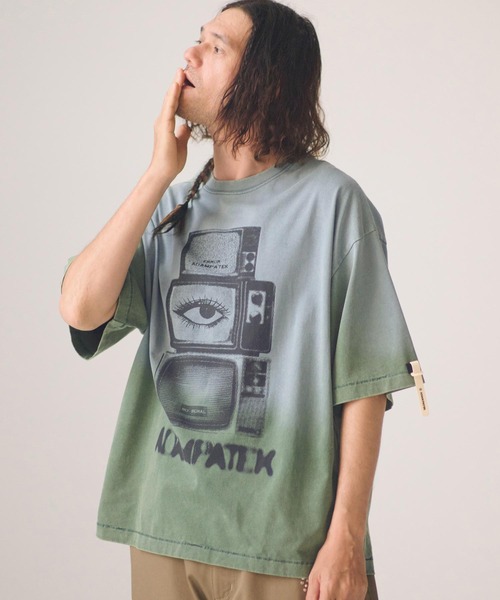 ADAM PATEK(アダムパテック)の「ADAMPATEK/noise aging T/プリントエイジング加工Tシャツ(Tシャツ/カットソー・メンズ・ピンク/グリーン/ブラック/ホワイト・2/1)」の3枚目の写真