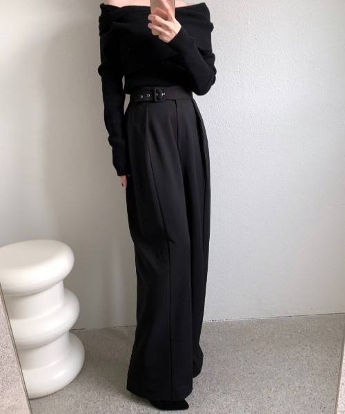 FAVORITO(ファヴォリート)の「ワイドパンツ(その他パンツ・レディース・ベージュ/ブラック・F)」の2枚目の写真