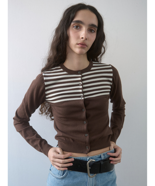 Kijun(キジュン)の「Stripe Knit Cardigan Brown(カーディガン/ボレロ・レディース・その他・SMALL/MEDIUM)」の9枚目の写真