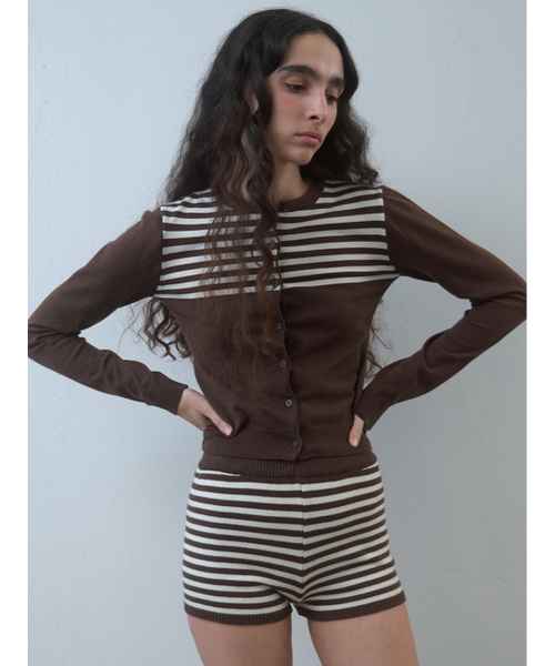 Kijun(キジュン)の「Stripe Knit Cardigan Brown(カーディガン/ボレロ・レディース・その他・SMALL/MEDIUM)」の8枚目の写真