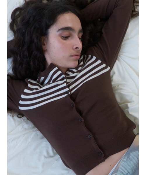 Kijun(キジュン)の「Stripe Knit Cardigan Brown(カーディガン/ボレロ・レディース・その他・SMALL/MEDIUM)」の6枚目の写真