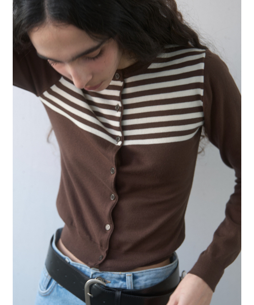 Kijun(キジュン)の「Stripe Knit Cardigan Brown(カーディガン/ボレロ・レディース・その他・SMALL/MEDIUM)」の5枚目の写真