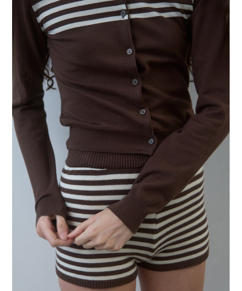 Kijun(キジュン)の「Stripe Knit Cardigan Brown(カーディガン/ボレロ・レディース・その他・SMALL/MEDIUM)」の4枚目の写真