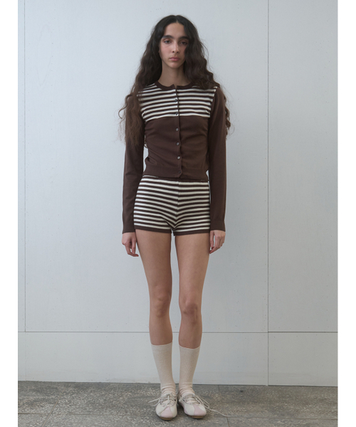 Kijun(キジュン)の「Stripe Knit Cardigan Brown(カーディガン/ボレロ・レディース・その他・SMALL/MEDIUM)」の3枚目の写真