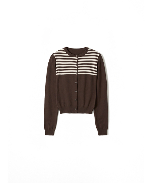 Kijun(キジュン)の「Stripe Knit Cardigan Brown(カーディガン/ボレロ・レディース・その他・SMALL/MEDIUM)」の2枚目の写真