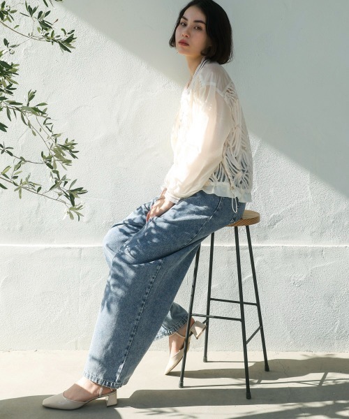 Bou Jeloud(ブージュルード)の「アシメラップデニムパンツ(デニムパンツ・レディース・ブラック/ブルー・MEDIUM)」の7枚目の写真