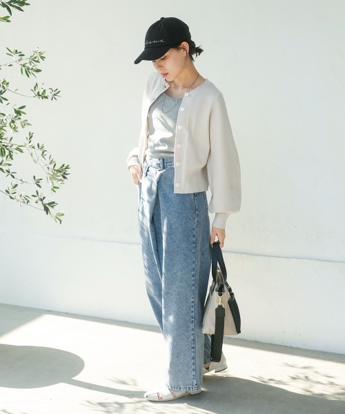 Bou Jeloud(ブージュルード)の「アシメラップデニムパンツ(デニムパンツ・レディース・ブラック/ブルー・MEDIUM)」の5枚目の写真