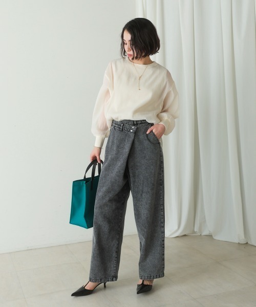 Bou Jeloud(ブージュルード)の「アシメラップデニムパンツ(デニムパンツ・レディース・ブラック/ブルー・MEDIUM)」の19枚目の写真