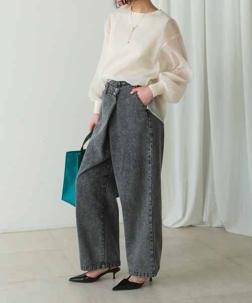 Bou Jeloud(ブージュルード)の「アシメラップデニムパンツ(デニムパンツ・レディース・ブラック/ブルー・MEDIUM)」の21枚目の写真