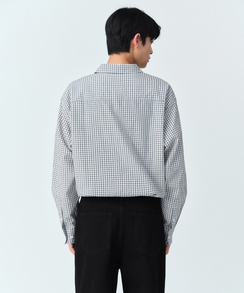 MUSINSA STANDARD（ムシンサスタンダード）の「リラックスドスモールプレイドチェックシャツ[ライトグレー/ブラック]（シャツ/ブラウス・メンズ・その他・2XL/MEDIUM/LARGE/SMALL/X-LARGE）」の3枚目の写真