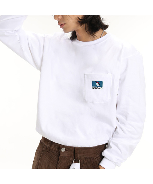GRANFINNY(グランフィニ)の「ロングスリーブスーパーぺんぎんポケット長袖TシャツGFPT01(Tシャツ/カットソー・レディース・ブラック/ホワイト/ライトブルー/チャコールグレー・MEDIUM/LARGE/X-LARGE/XX-LARGE)」の2枚目の写真