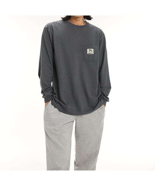 GRANFINNY(グランフィニ)の「ロングスリーブスーパーぺんぎんポケット長袖TシャツGFPT01(Tシャツ/カットソー・レディース・ブラック/ホワイト/ライトブルー/チャコールグレー・MEDIUM/LARGE/X-LARGE/XX-LARGE)」の3枚目の写真