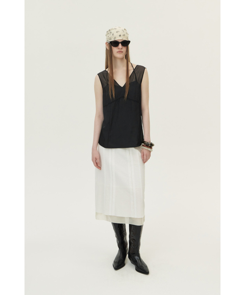KUME(クメ)の「Organza Sheer Sleeveless Top, Black(シャツ/ブラウス・レディース・その他・SMALL/MEDIUM/LARGE)」の5枚目の写真