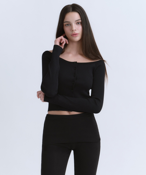MUSINSA STANDARD WOMAN（ムシンサスタンダードウーマン）の「ウィメンズスリムオフショルダーガーディガン[ブラック]（カーディガン/ボレロ・レディース・その他・X-SMALL/SMALL/MEDIUM/LARGE）」の3枚目の写真