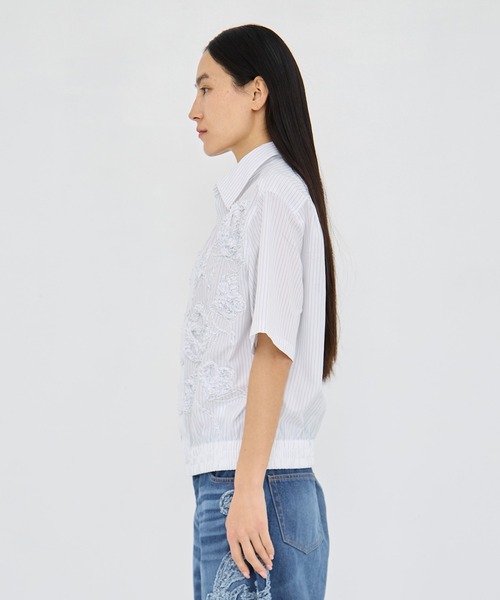 TAAKK(ターク)の「【TAAKK/ターク】 Short Sleeve Shirt/ショートスリーブシャツ(シャツ/ブラウス・レディース・ネイビー/ホワイト・1)」の6枚目の写真