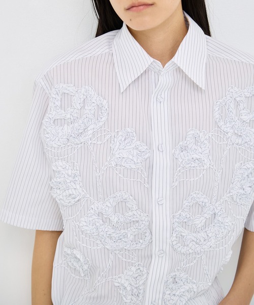 TAAKK(ターク)の「【TAAKK/ターク】 Short Sleeve Shirt/ショートスリーブシャツ(シャツ/ブラウス・レディース・ネイビー/ホワイト・1)」の8枚目の写真