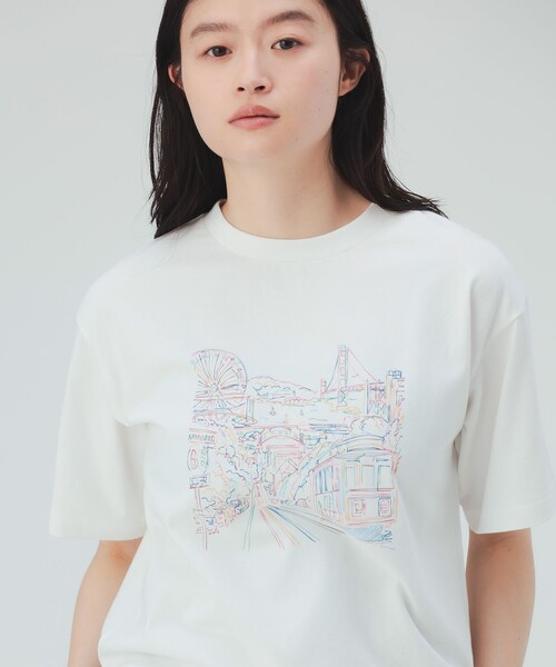 BEAMS HEART(ビームスハート)の「カラフルプリント Tシャツ(Tシャツ/カットソー・レディース・チャコールグレー/レッド/オフホワイト・FREE)」の2枚目の写真