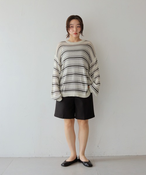 cheriella(シェリエラ)の「【cheriella】シアーボーダーニットトップス SHEER BORDER KNIT TOPS(ニット/セーター・レディース・アイボリー/ブルー・FREE)」の10枚目の写真