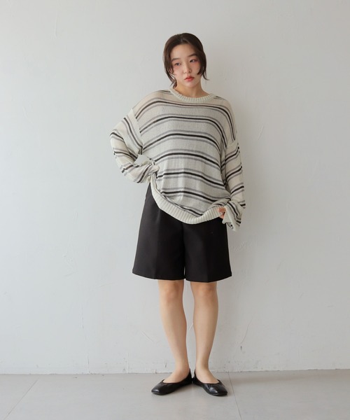 cheriella(シェリエラ)の「【cheriella】シアーボーダーニットトップス SHEER BORDER KNIT TOPS(ニット/セーター・レディース・アイボリー/ブルー・FREE)」の9枚目の写真