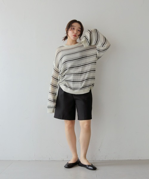 cheriella(シェリエラ)の「【cheriella】シアーボーダーニットトップス SHEER BORDER KNIT TOPS(ニット/セーター・レディース・アイボリー/ブルー・FREE)」の13枚目の写真