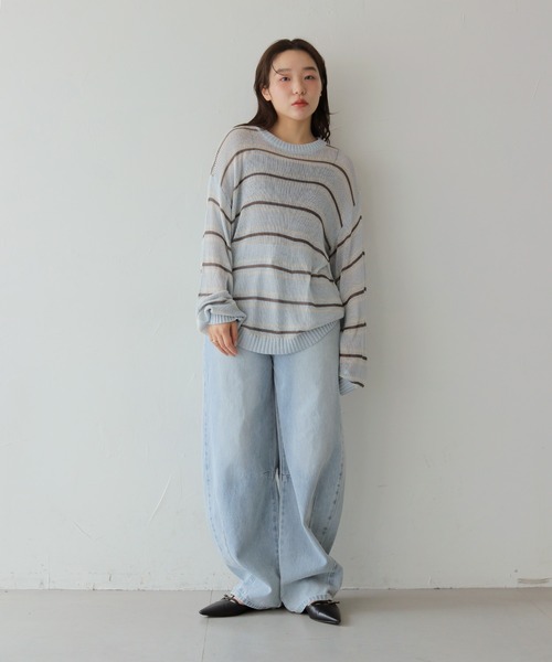 cheriella(シェリエラ)の「【cheriella】シアーボーダーニットトップス SHEER BORDER KNIT TOPS(ニット/セーター・レディース・アイボリー/ブルー・FREE)」の20枚目の写真