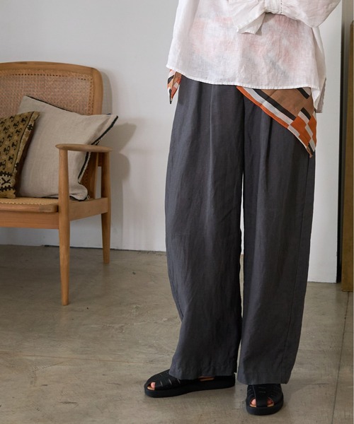 RNA-N(アールエヌエーエヌ)の「R4472 フレンチリネンワイドストレートパンツ(その他パンツ・レディース・チャコールグレー/ダークパープル/ブラウン・FREE)」の1枚目の写真