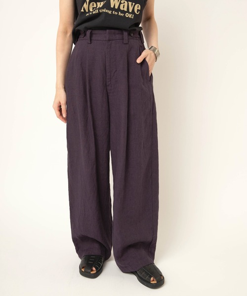 RNA-N(アールエヌエーエヌ)の「R4472 フレンチリネンワイドストレートパンツ(その他パンツ・レディース・チャコールグレー/ダークパープル/ブラウン・FREE)」の3枚目の写真