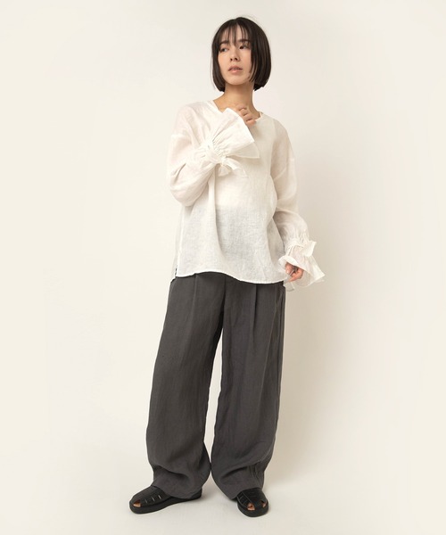 RNA-N(アールエヌエーエヌ)の「R4472 フレンチリネンワイドストレートパンツ(その他パンツ・レディース・チャコールグレー/ダークパープル/ブラウン・FREE)」の13枚目の写真