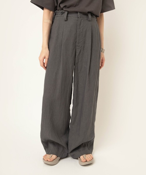 RNA-N(アールエヌエーエヌ)の「R4472 フレンチリネンワイドストレートパンツ(その他パンツ・レディース・チャコールグレー/ダークパープル/ブラウン・FREE)」の4枚目の写真