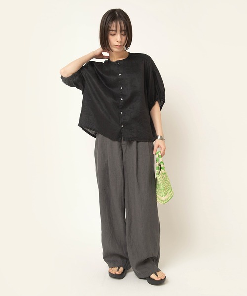 RNA-N(アールエヌエーエヌ)の「R4472 フレンチリネンワイドストレートパンツ(その他パンツ・レディース・チャコールグレー/ダークパープル/ブラウン・FREE)」の16枚目の写真