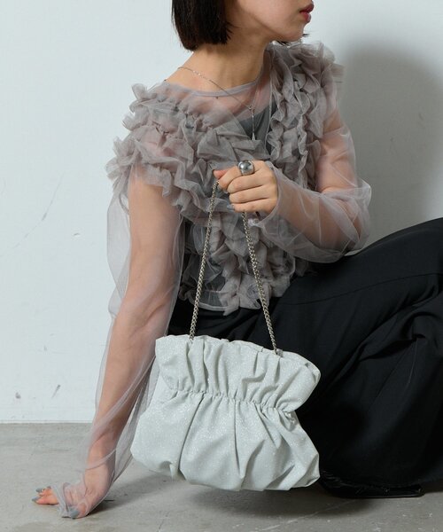 goocy(グーシー)の「グリッターギャザーバッグ(トートバッグ・レディース・シルバー/ゴールド・FREE)」の4枚目の写真