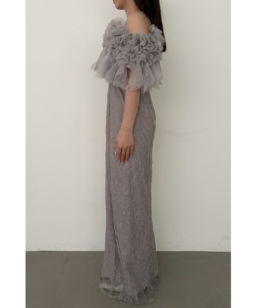 et.UNiVER(エトユニベール)の「Noir glitter off shoulder dress(ドレス・レディース・グレー/チャコール/イエロー・SMALL/MEDIUM/LARGE)」の5枚目の写真