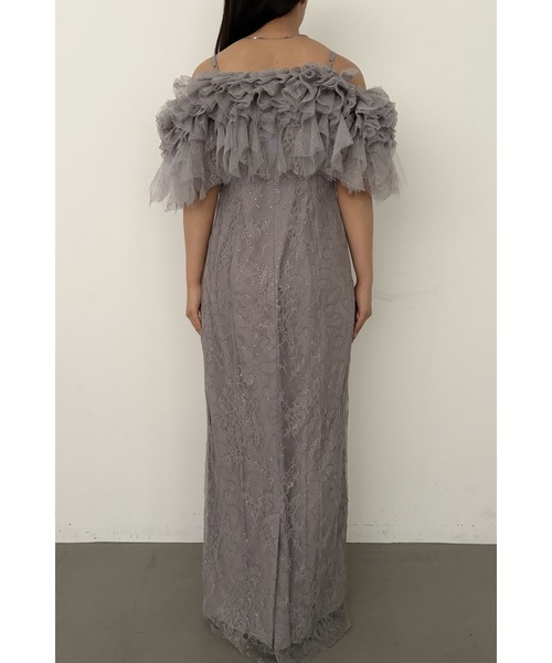 et.UNiVER(エトユニベール)の「Noir glitter off shoulder dress(ドレス・レディース・グレー/チャコール/イエロー・SMALL/MEDIUM/LARGE)」の6枚目の写真