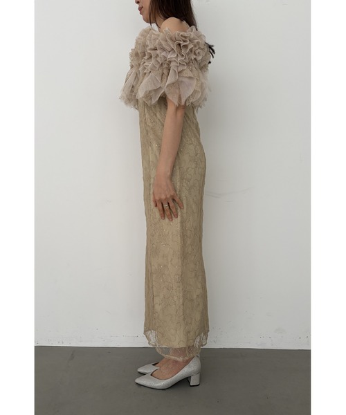 et.UNiVER(エトユニベール)の「Noir glitter off shoulder dress(ドレス・レディース・グレー/チャコール/イエロー・SMALL/MEDIUM/LARGE)」の8枚目の写真