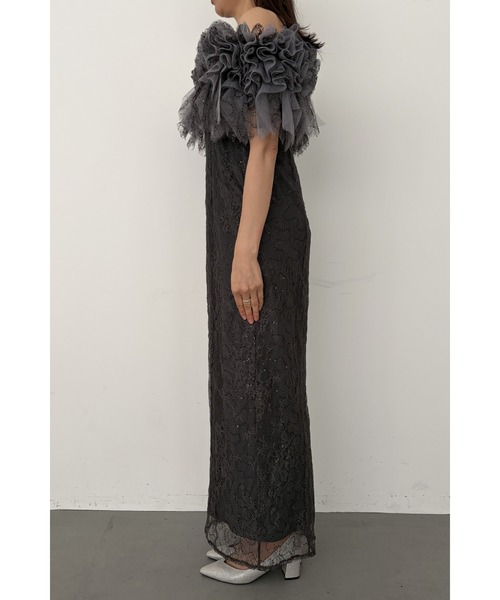 et.UNiVER(エトユニベール)の「Noir glitter off shoulder dress(ドレス・レディース・グレー/チャコール/イエロー・SMALL/MEDIUM/LARGE)」の11枚目の写真