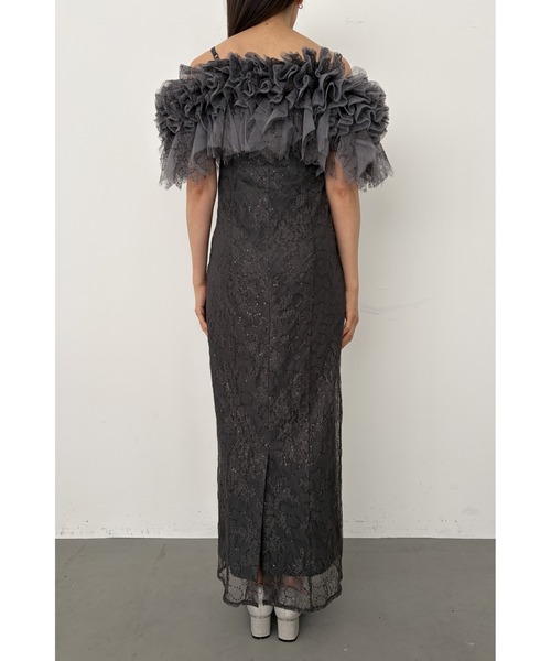 et.UNiVER(エトユニベール)の「Noir glitter off shoulder dress(ドレス・レディース・グレー/チャコール/イエロー・SMALL/MEDIUM/LARGE)」の12枚目の写真