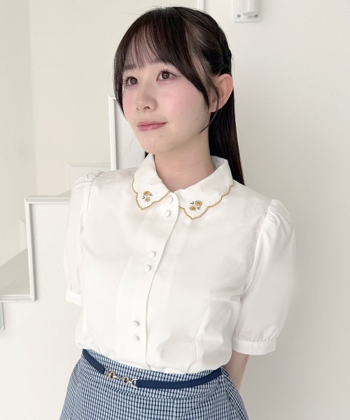 F i.n.t(フィント)の「プチデイジー刺繍衿ブラウス/fint フィント(シャツ/ブラウス・レディース・ホワイト×イエロー/ホワイト×パープル/ホワイト×ライトピンク・FREE)」の15枚目の写真