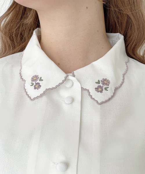プチデイジー刺繍衿ブラウス/fint フィント（シャツ/ブラウス）｜F