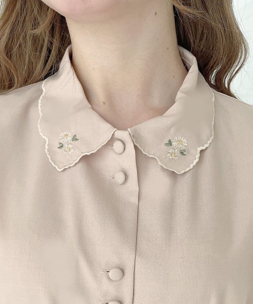 VIVETTA♡新品未使用♡刺繍衿つきシャツ SHIPS（シップス） ブラウス シャツ 「洗濯機可能」ピン オックス 刺繍