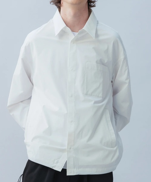 +phenix（プラスフェニックス）の「【+phenix / プラスフェニックス】AIRFLOW COACH SHIRT JACKET　高機能素材　Aerapix使用　ビッグシルエット　コーチ シャツジャケット（ブルゾン・メンズ・ブラック/ホワイト・MEDIUM/LARGE/X-LARGE）」の9枚目の写真