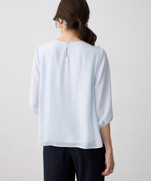 A/C DESIGN BY ALPHA CUBIC(エーシーデザインバイアルファキュービック)の「シフォンプリーツTブラウス(Tシャツ/カットソー・レディース・サックスブルー/ライトグレー/ネイビー・M/L/LL)」の12枚目の写真