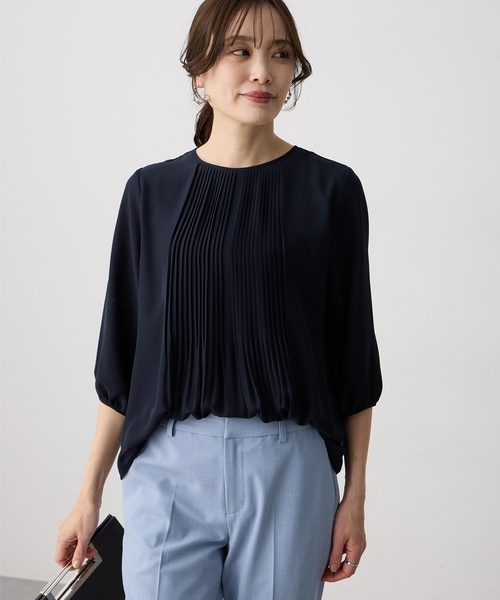 A/C DESIGN BY ALPHA CUBIC(エーシーデザインバイアルファキュービック)の「シフォンプリーツTブラウス(Tシャツ/カットソー・レディース・サックスブルー/ライトグレー/ネイビー・M/L/LL)」の13枚目の写真