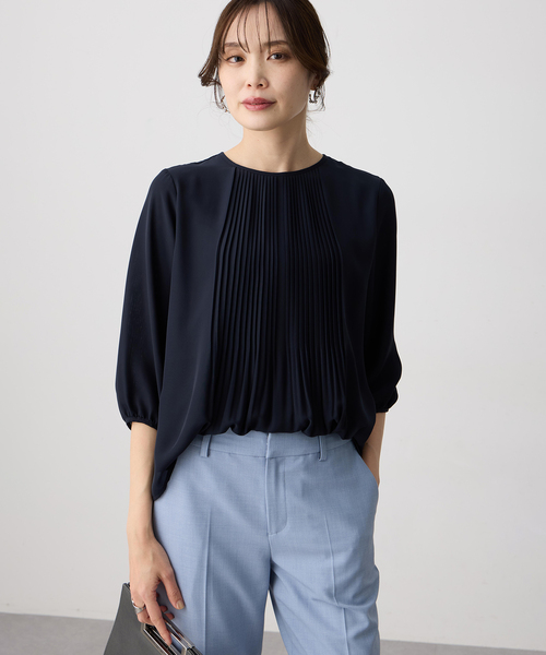 A/C DESIGN BY ALPHA CUBIC(エーシーデザインバイアルファキュービック)の「シフォンプリーツTブラウス(Tシャツ/カットソー・レディース・サックスブルー/ライトグレー/ネイビー・M/L/LL)」の15枚目の写真