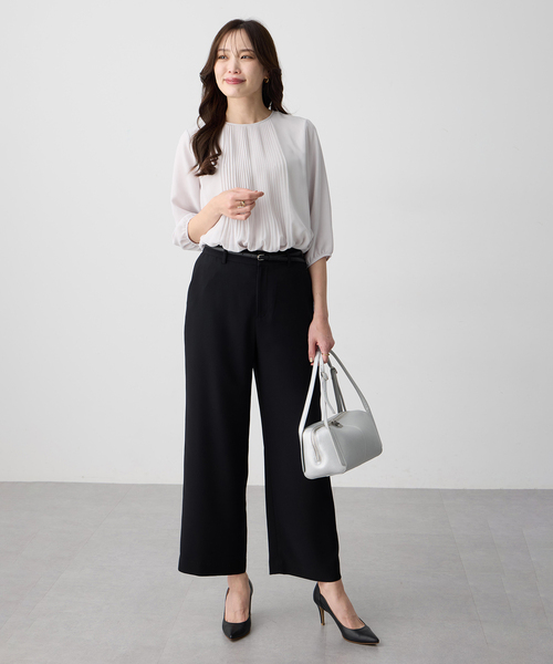 A/C DESIGN BY ALPHA CUBIC(エーシーデザインバイアルファキュービック)の「シフォンプリーツTブラウス(Tシャツ/カットソー・レディース・サックスブルー/ライトグレー/ネイビー・M/L/LL)」の18枚目の写真
